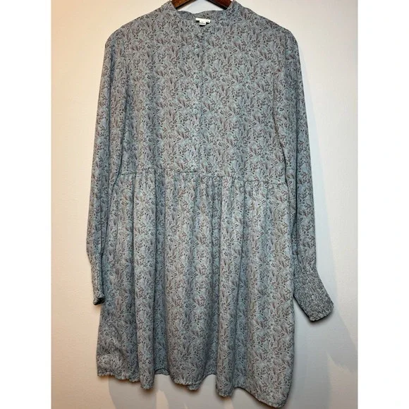 JDY ENGLISH LONG SLEEVE Peasant SMOCKED MINI FLORAL dress 34EU Medium JDYCARMEN - Picture 1 of 10